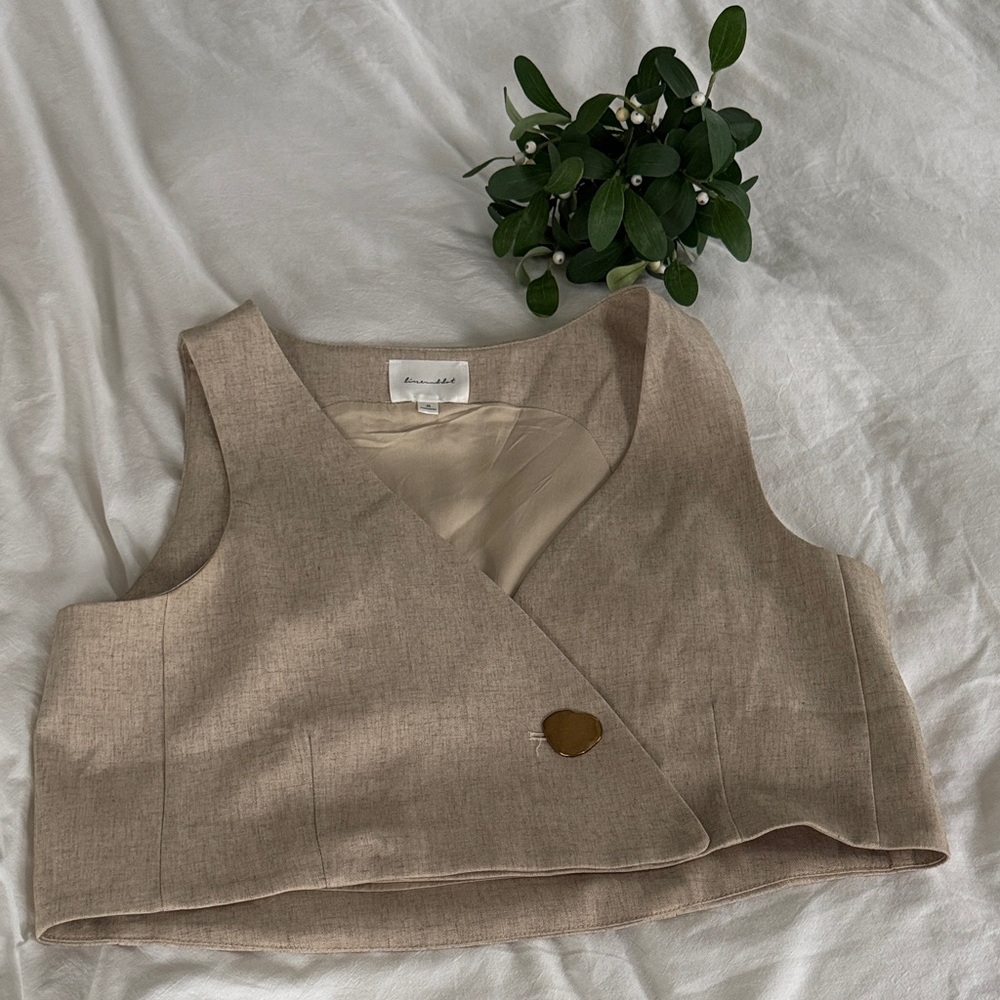 Anthropology Linen Blend Beige Vest